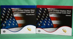 2015 ANNUAL US Mint Uncirculated Coin Set P and D Minted 28 Coins with COA-4