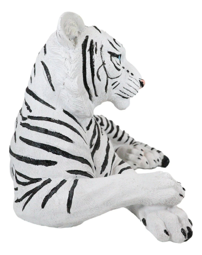 Large Siberian Ghost White Tiger Resting 15.5" Long Statue Home Garden Decor-7
