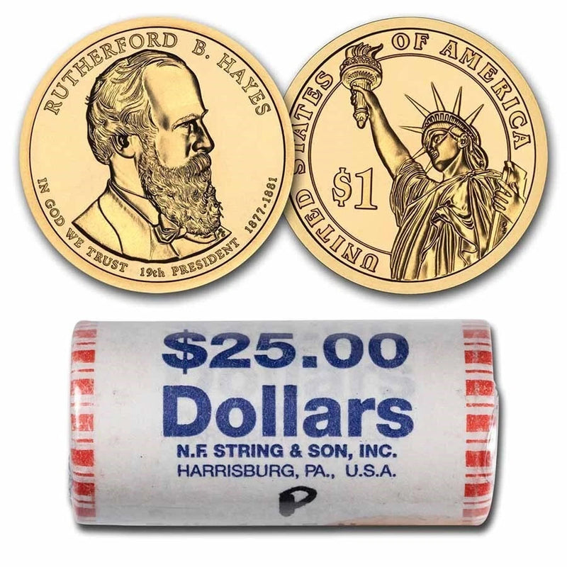 2011 Rutherford B. Hayes US President Dollar Coin Sealed Roll $25 NF String Son-1