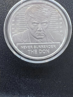 1 oz .999 Fine Silver Round Trump The Don Never surrender mugshot BU IN CAPSULE-4