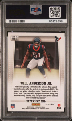 Graded 2023 Panini Prizm Will Anderson #PFR3 Flashback RC Football Card PSA 10-2