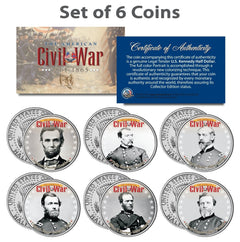 American CIVIL WAR North UNION LEADERS JFK Half Dollars 6-Coin Set LINCOLN GRANT-2