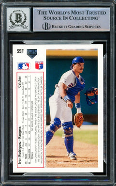 Ivan Rodriguez Auto 1991 Upper Deck Final Edition RC 55F Rangers Auto 10 Beckett-2