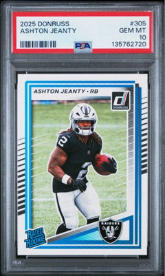 Graded 2025 Panini Donruss Ashton Jeanty #305 Rookie RC Football Card PSA 10-1
