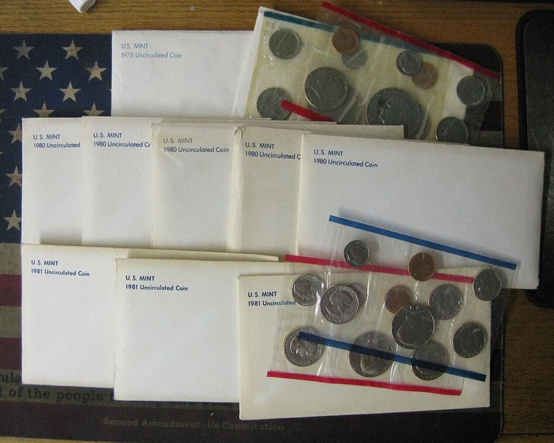 US Mint Sets ✯ Clad Silver ✯ Coins ✯ Lot 15 Years+ Estate Uncirculated BU 1969--2