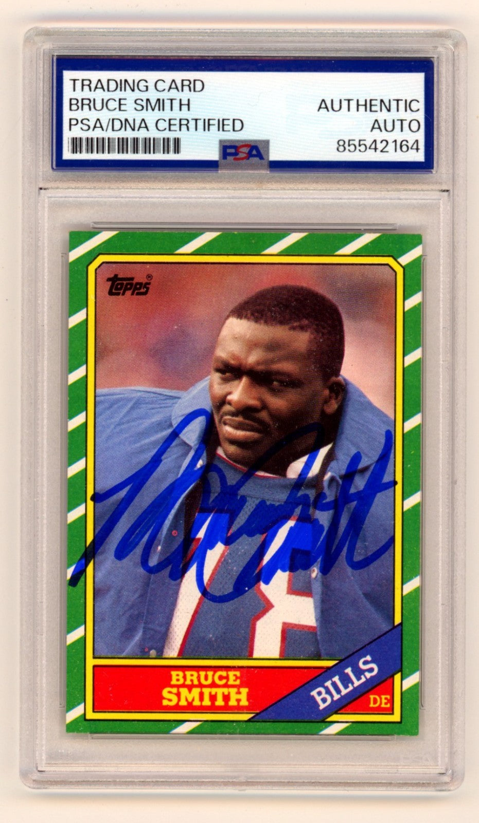 Bruce Smith 1986 Topps #389 Signed Rookie RC PSA Authentic Auto Buffalo Bills-1