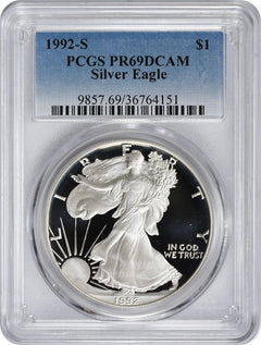 1992-S American Silver Eagle Dollar PR69DCAM PCGS Proof 69 Deep Cameo-1
