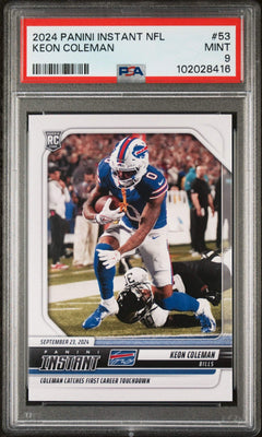 Graded 2024 Panini Instant NFL Keon Coleman #53 Rookie RC Football Card PSA 9-1