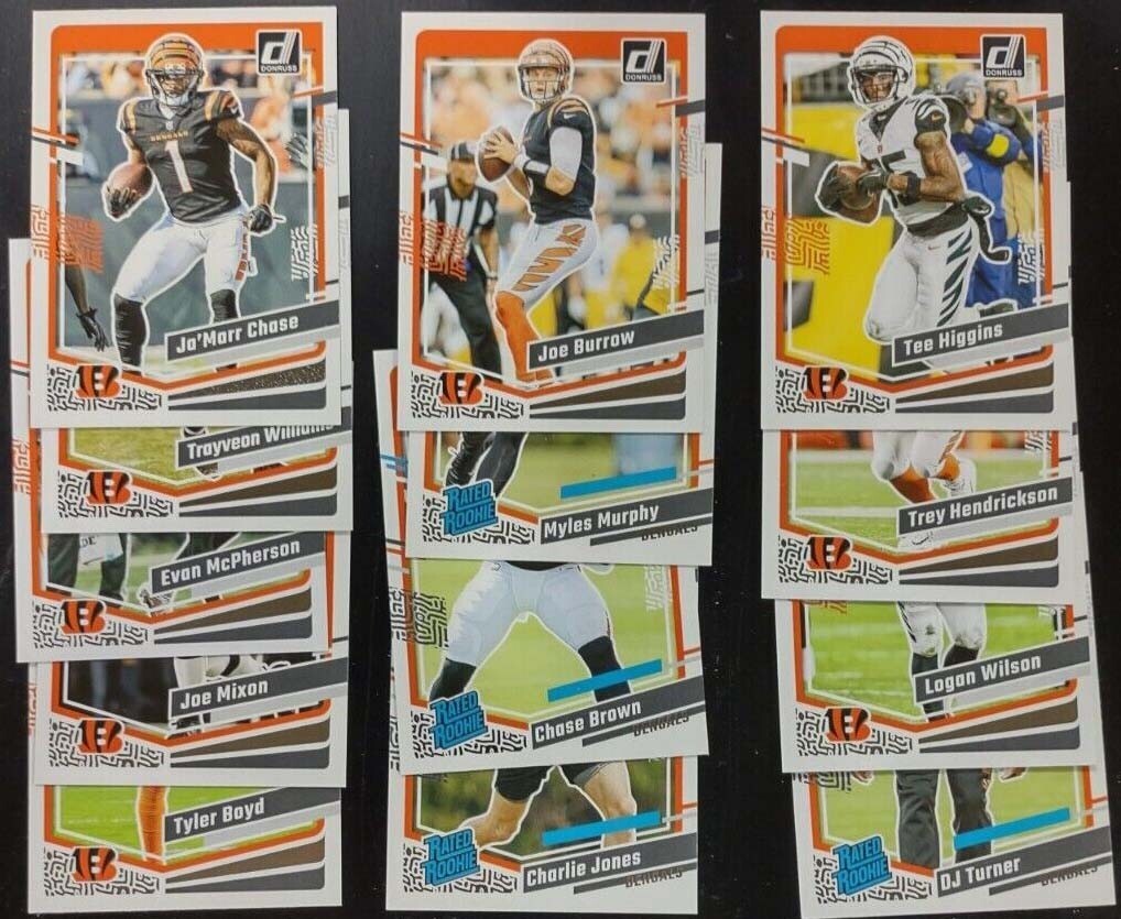 Cincinnati Bengals 2023 Donruss Factory Team Set Joe Burrow Chase 4 Rookie Cards-3