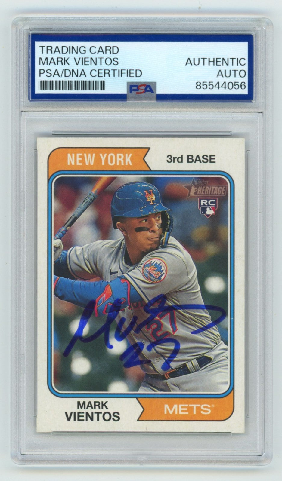 Mark Vientos 2023 Topps Heritage #124 Signed Rookie RC PSA Authentic Auto Mets-1