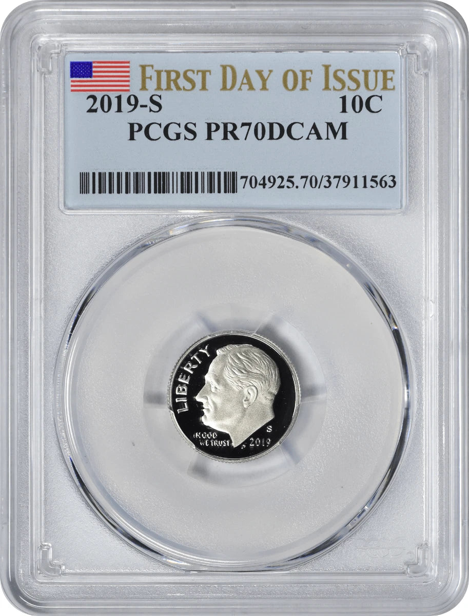 2019-S Clad Roosevelt Dime PR70DCAM PCGS Proof 70 DC First Day of Issue FDOI-1