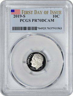 2019-S Clad Roosevelt Dime PR70DCAM PCGS Proof 70 DC First Day of Issue FDOI-1