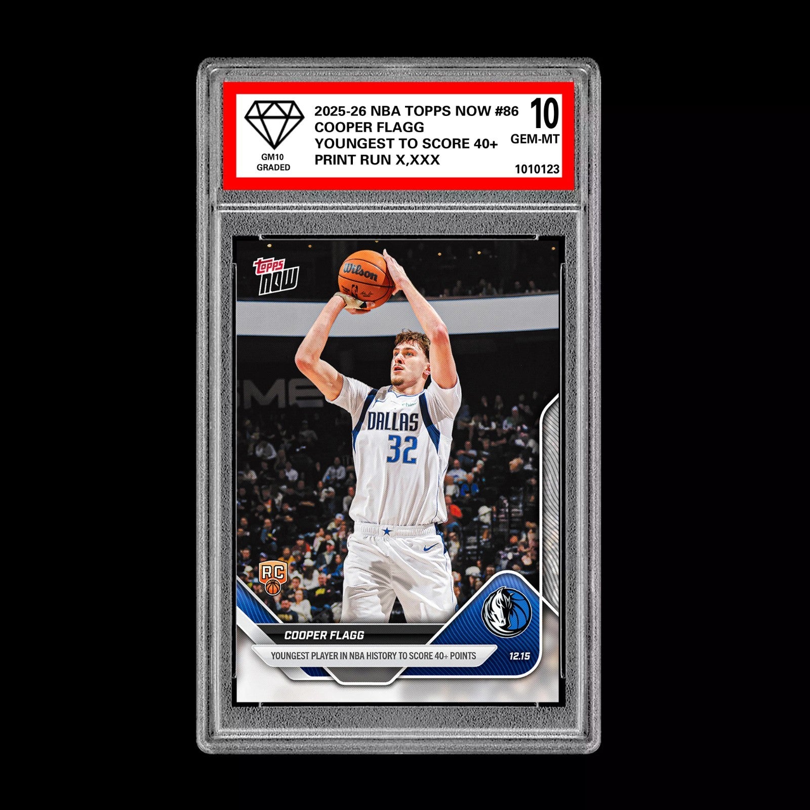 Graded 10 Cooper Flagg RC Rookie Card 2025-26 NBA Topps Now #86 Dallas