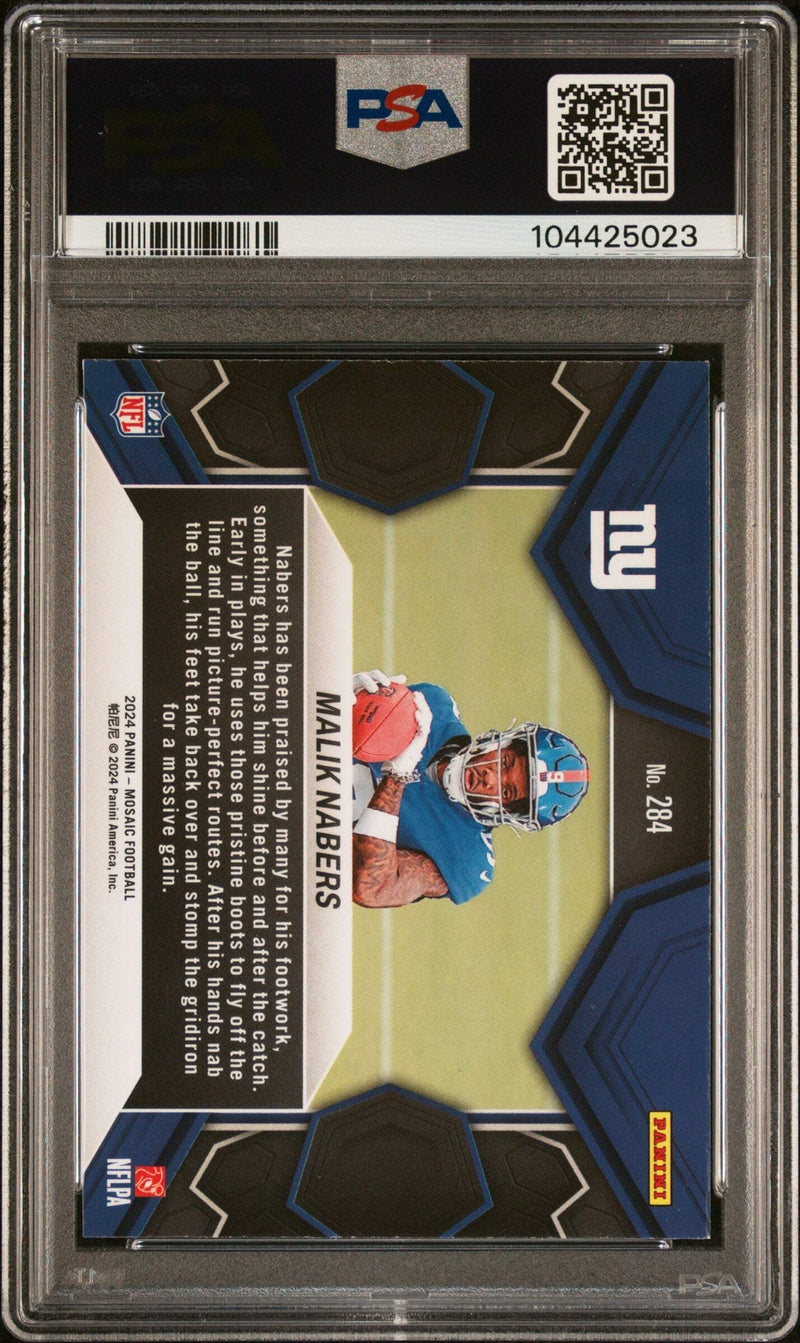 Graded 2024 Panini Mosaic Malik Nabers #284 Rookie RC Football Card PSA 8-2