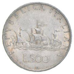 1958 Christopher Columbus Anniversary Italy 500 Lire Coin Silver-1