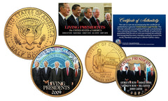 LIVING PRESIDENTS DC Quarter & JFK Dollar 2-Coin Set BUSH CLINTON OBAMA CARTER-1