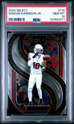 Graded 2024 Panini Select Marvin Harrison Jr. #115 Rookie Football Card PSA 10-1
