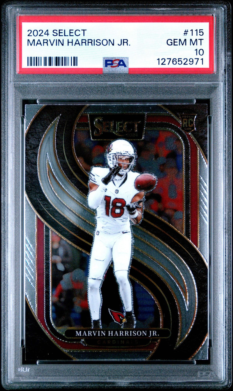 Graded 2024 Panini Select Marvin Harrison Jr. #115 Rookie Football Card PSA 10-1