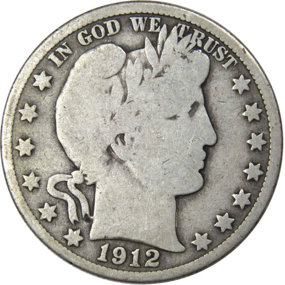 1912 D Barber Half Dollar VG Very Good 90% Silver 50c US Type Coin Collectible-1