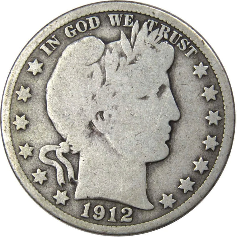 1912 D Barber Half Dollar VG Very Good 90% Silver 50c US Type Coin Collectible-1