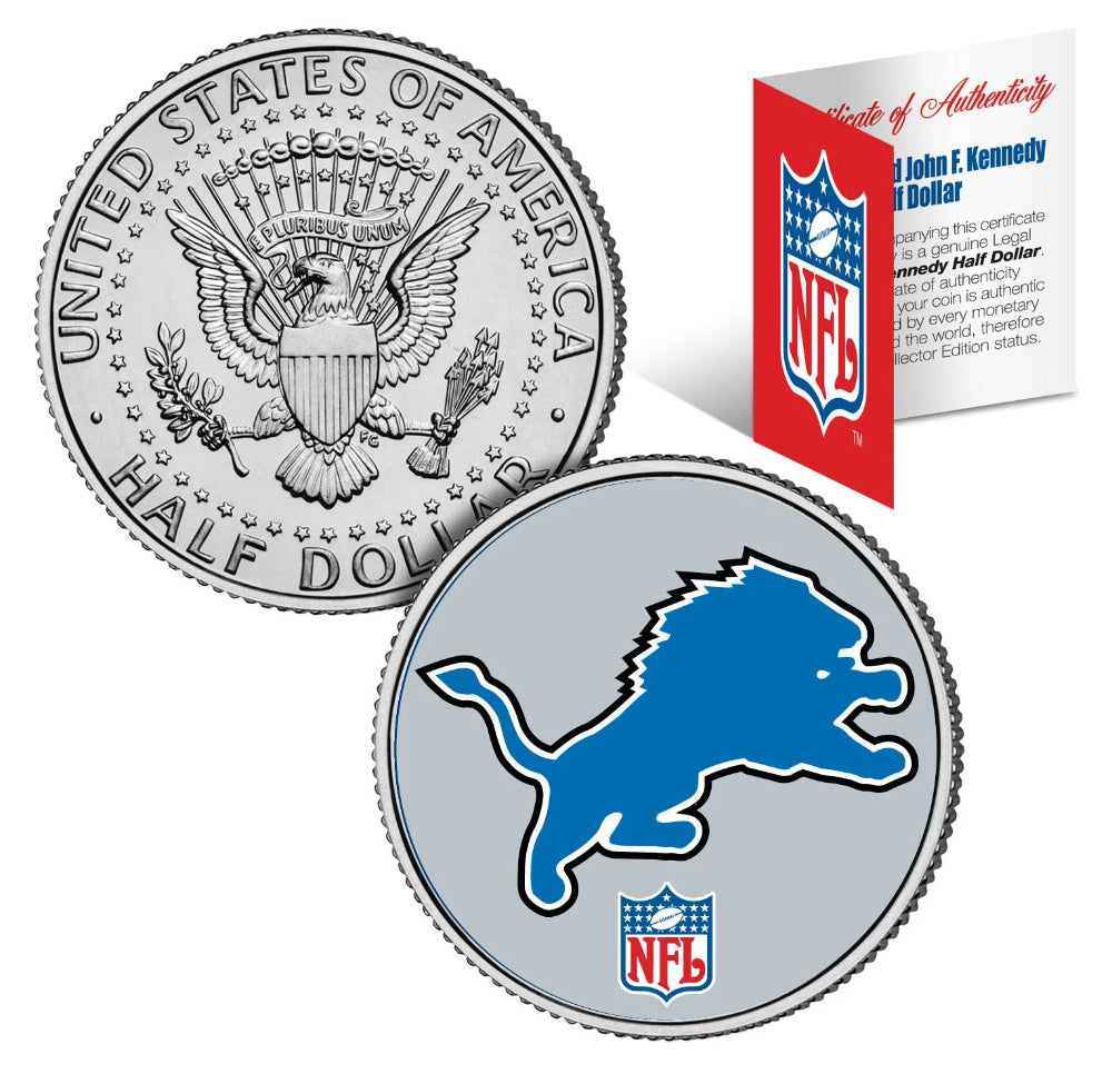 DETROIT LIONS NFL JFK Kennedy Half Dollar US Coin *Officially Licensed*