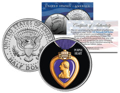 PURPLE HEART MEDAL Colorized JFK Kennedy Half Dollar Coin Collectible MILITARY-1