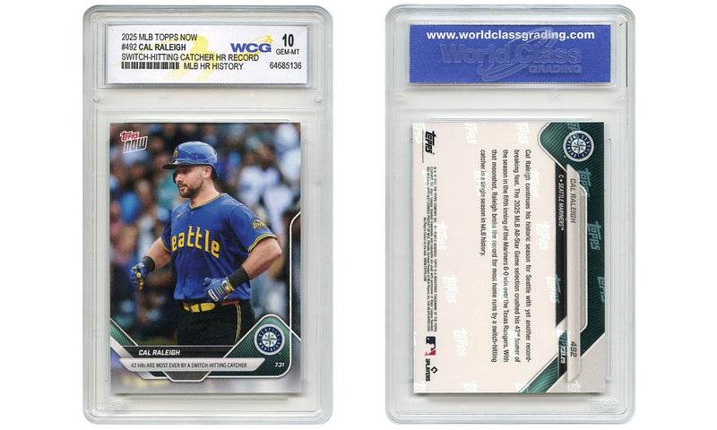2025 MLB Topps CAL RALEIGH Switch-Hitting Catcher HR Record Card #492 GEM MT 10-1