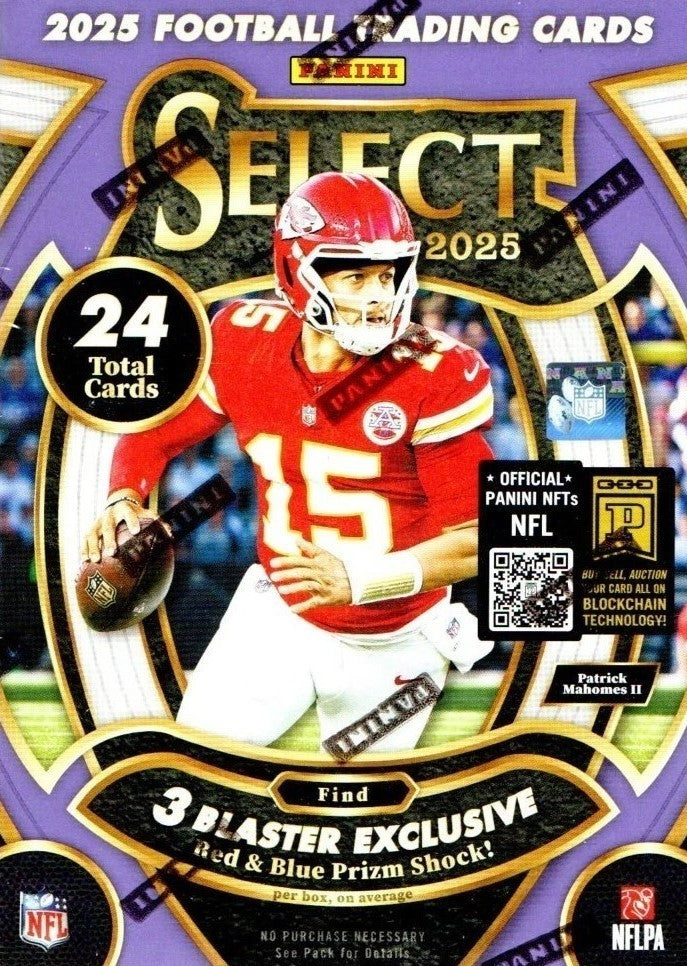 2025 Panini SELECT Football NFL 24 Card Blaster Box 3 EXCLUSIVE Red n Blue Shock