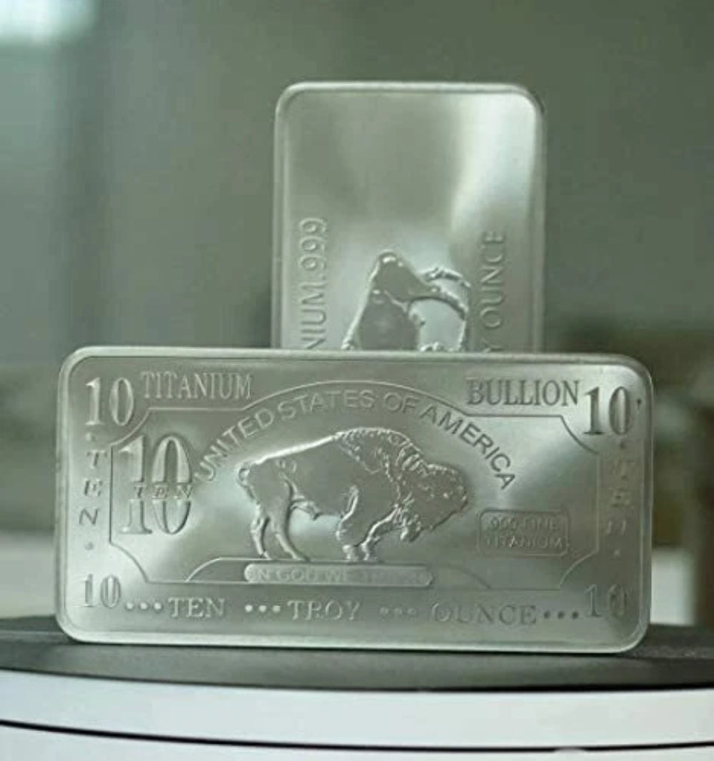 1 barra de titanio Buffalo de 10 onzas, elemento de titanio fino .999, uno a diez onzas-6