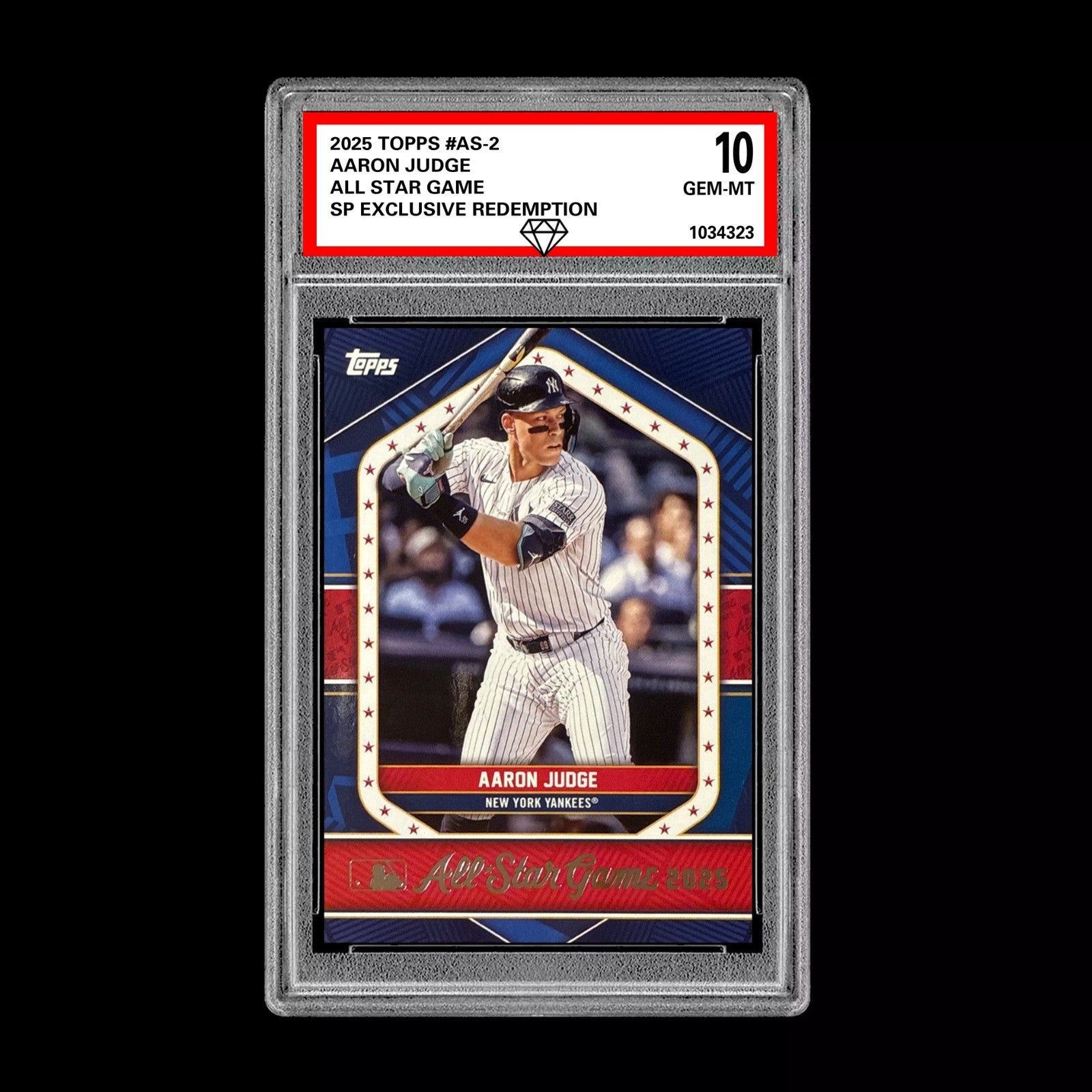 Graded 10 Aaron Judge 2025 Topps #AS-2 All Star Game SP Exclusive Redemption