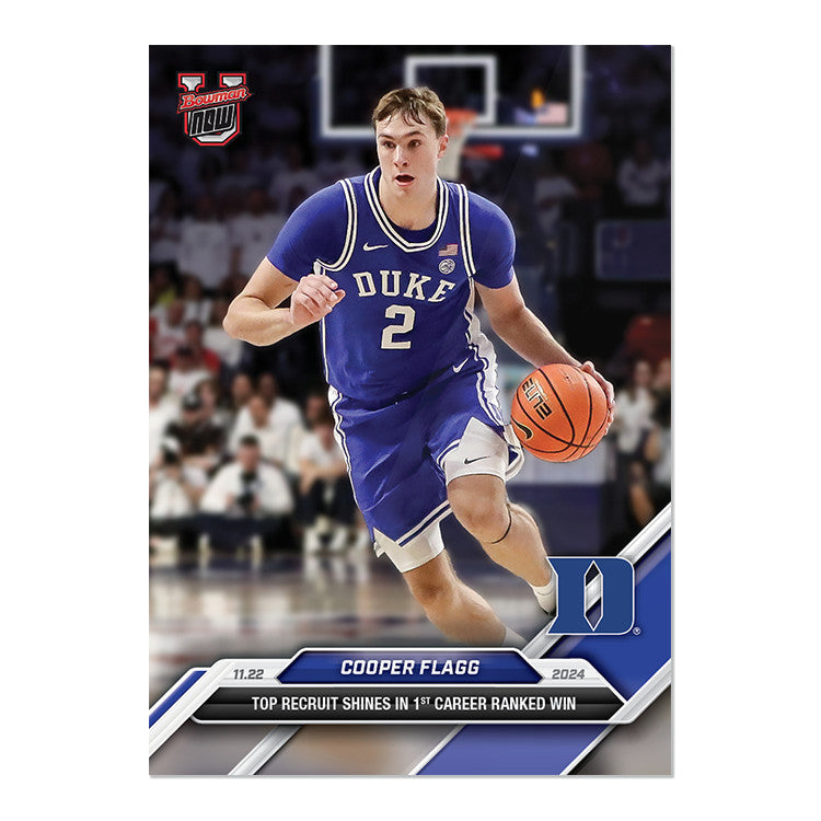 Graded 10 Cooper Flagg 2024-25 Bowman U NOW Card #16 Duke RC ROOKIE