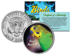 GREEN PARAKEET BIRD JFK Kennedy Half Dollar US Colorized Coin-1