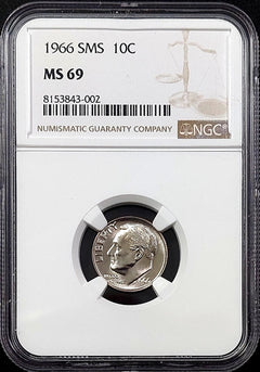1966 SMS Roosevelt Dime certified MS 69 by NGC! sku 43002-4