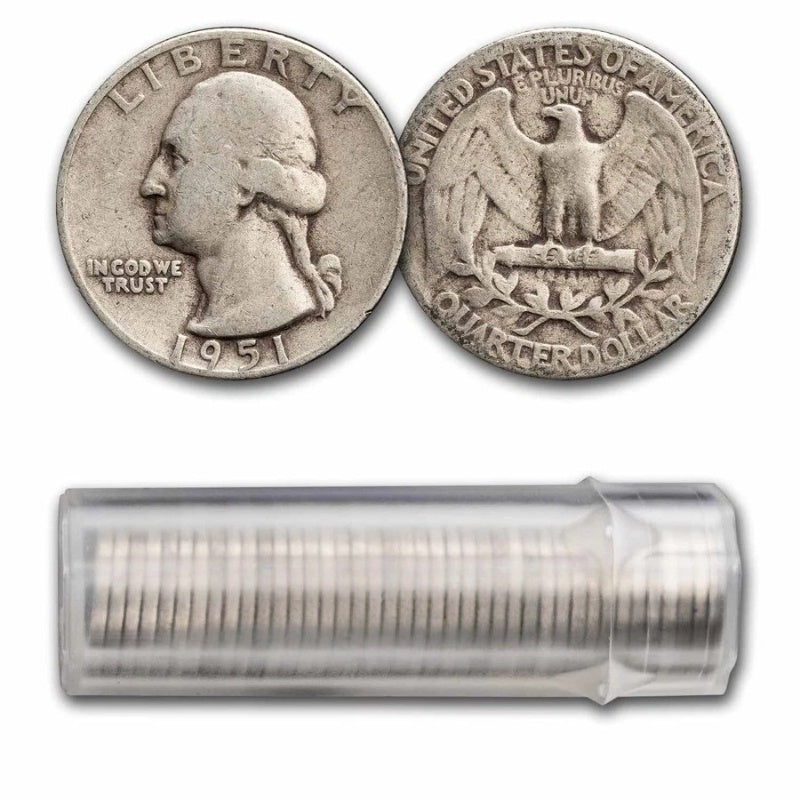 1951 Washington Quarter 40-Coin Roll Avg Circ-3