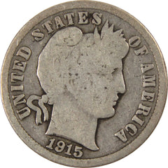 1915 Barber Dime G Good Silver 10c Coin-1