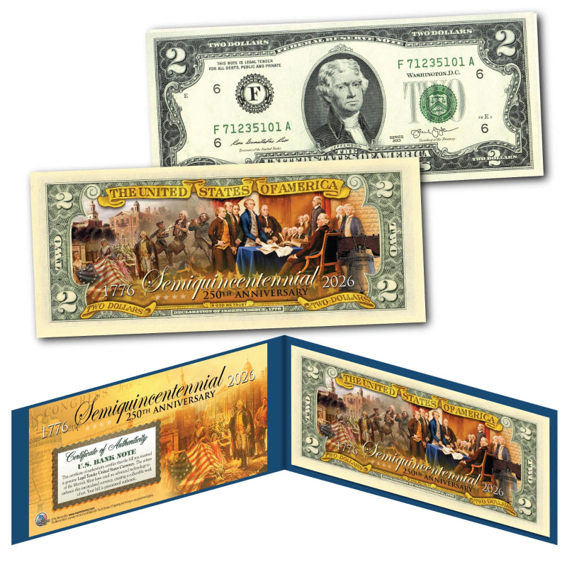 USA Semiquincentennial 250th Anniversary 1776 - 2026 July 4 Official $2 US Bill-1