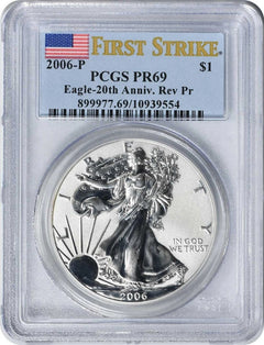 2006-P $1 American Silver Eagle 20th Anniversary Reverse PR69 First Strike PCGS-1