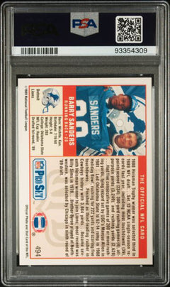 Graded 1989 Pro Set Barry Sanders #494 Rookie RC Football Card PSA 10 Gem Mint-2