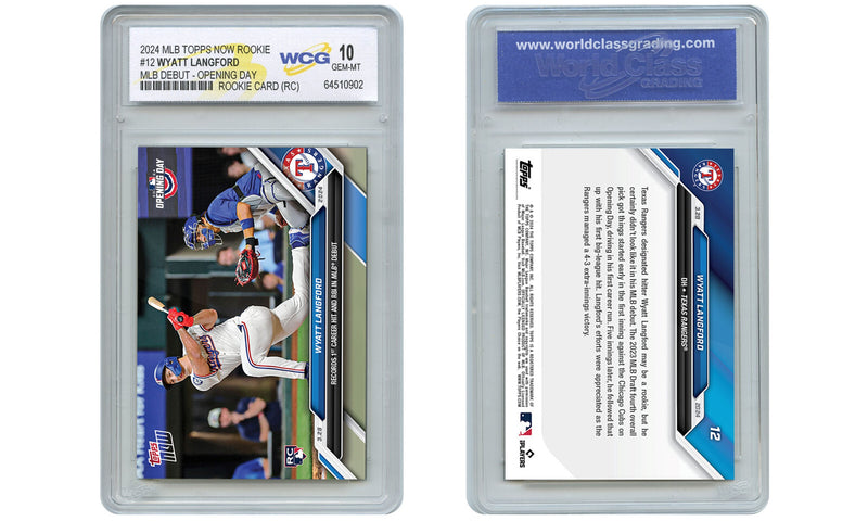 2024 Topps Now WYATT LANGFORD MLB Debut Opening Day ROOKIE CARD #12 GEM MINT 10-3