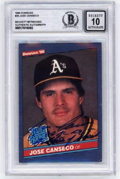 Jose Canseco 1986 Donruss #39 Rookie RC Signed 2 Insc Beckett BAS BGS 10 Auto-1