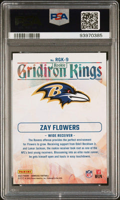 Graded 2023 Donruss Zay Flowers #RGK9 Rookie Gridiron Kings Football Card PSA 10-2