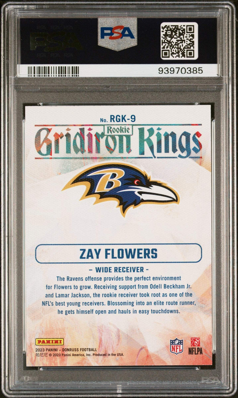 Graded 2023 Donruss Zay Flowers #RGK9 Rookie Gridiron Kings Football Card PSA 10-2