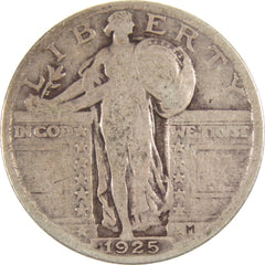 1925 Standing Liberty Quarter VG Very Good Silver 25c Coin-1