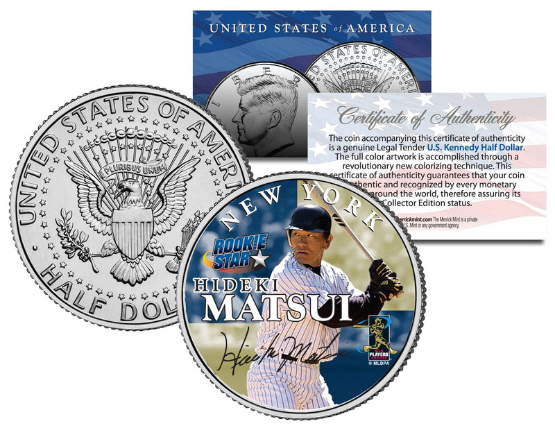 HIDEKI MATSUI JFK Kennedy Half Dollar Colorized US Coin ROOKIE STAR * NY YANKEES-1