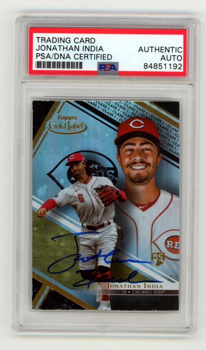 Jonathan India 2021 Topps Gold Label Black Class 1 #80 Rookie RC Signed PSA Auto-1