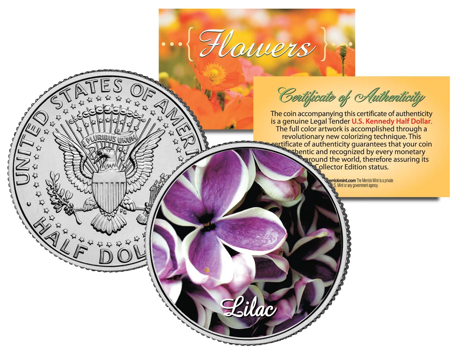 LILAC FLOWER JFK Kennedy Half Dollar US Colorized Coin
