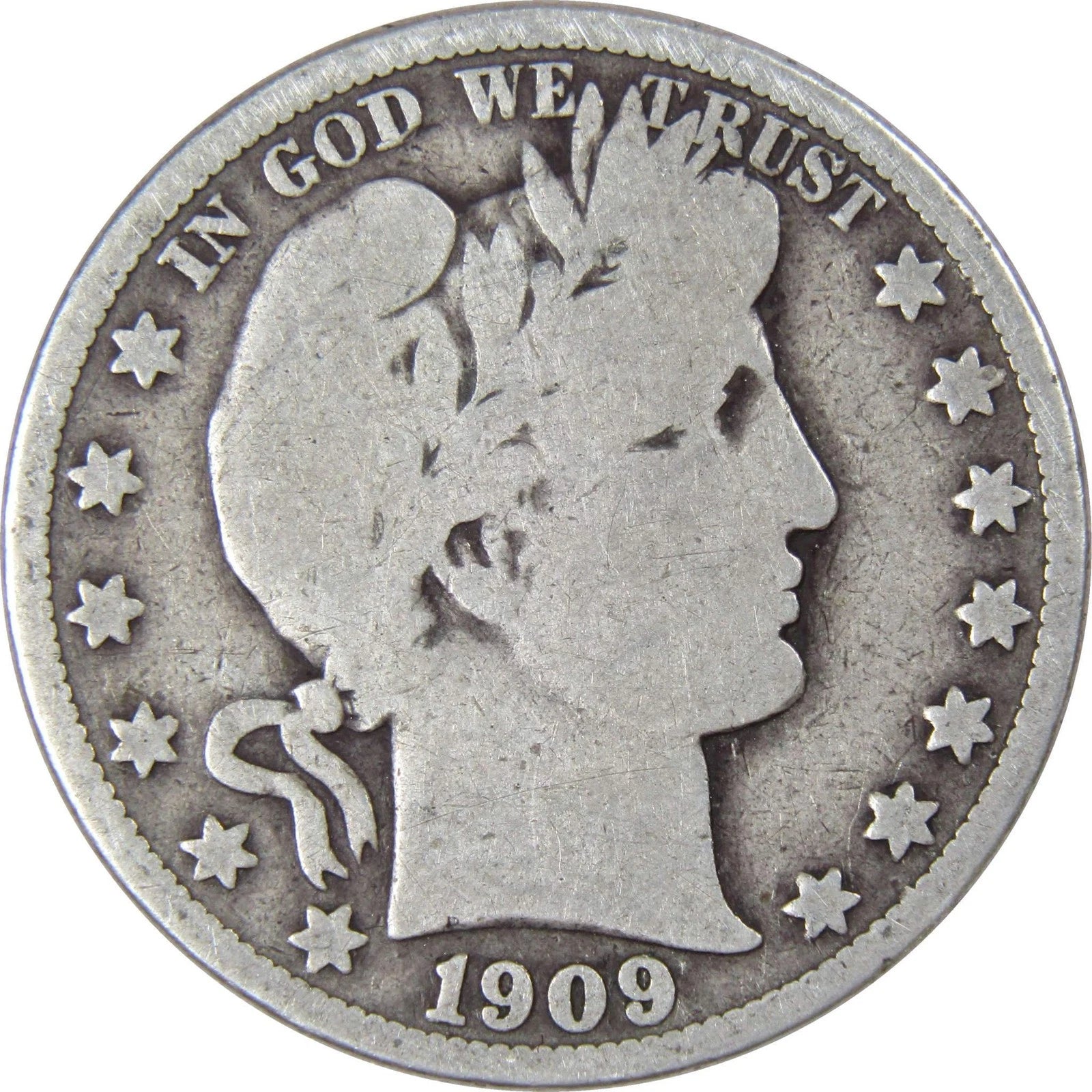 1909 Barber Half Dollar G Good 90% Silver 50c US Type Coin Collectible-1
