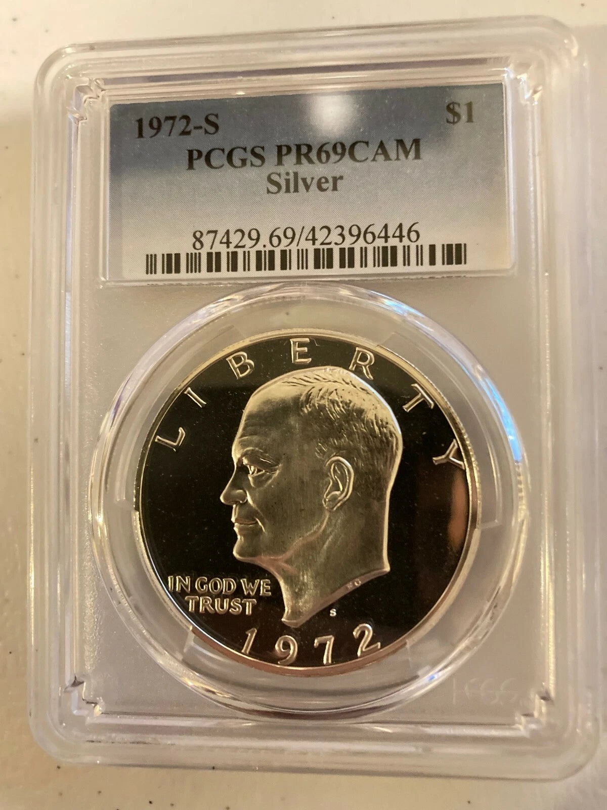 1972-S $1 Eisenhower Proof Silver Dollar PCGS PR69 CAM Cameo Blast White Ike-1