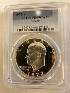 1972-S $1 Eisenhower Proof Silver Dollar PCGS PR69 CAM Cameo Blast White Ike-1