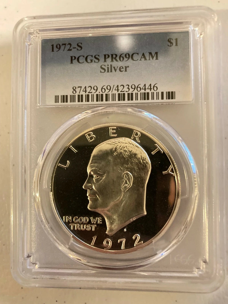 1972-S $1 Eisenhower Proof Silver Dollar PCGS PR69 CAM Cameo Blast White Ike-1